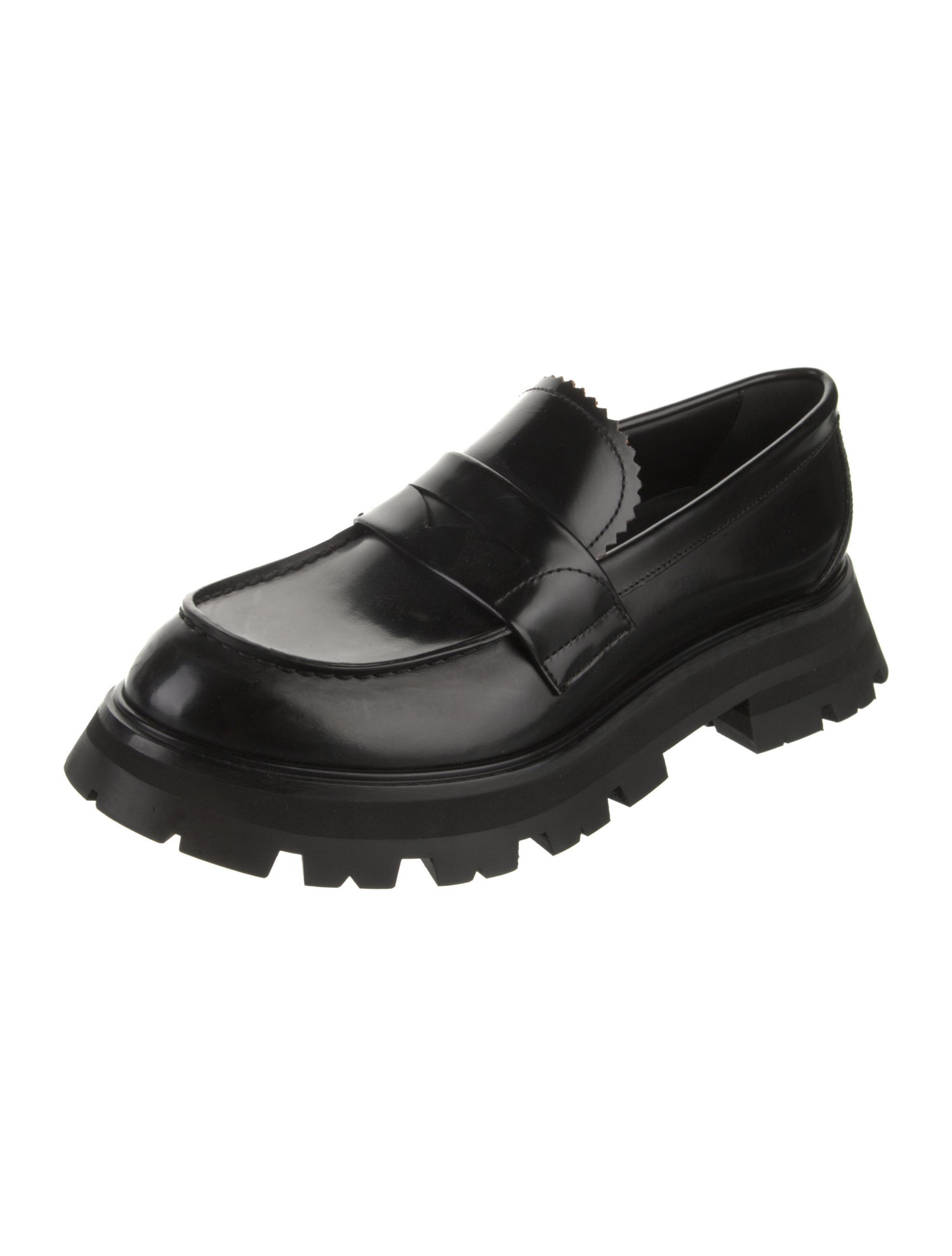 Alexander McQueen Leather Scalloped Accent Loafers