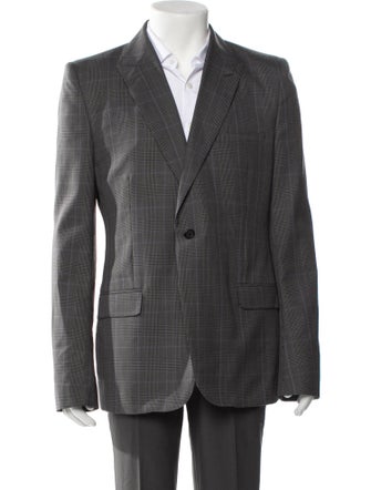 Alexander McQueen Silk Plaid Print Blazer