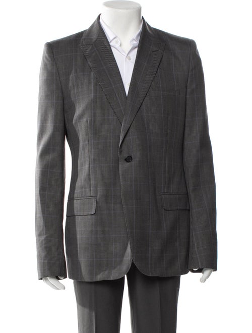 Alexander McQueen Silk Plaid Print Blazer