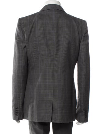 Alexander McQueen Silk Plaid Print Blazer
