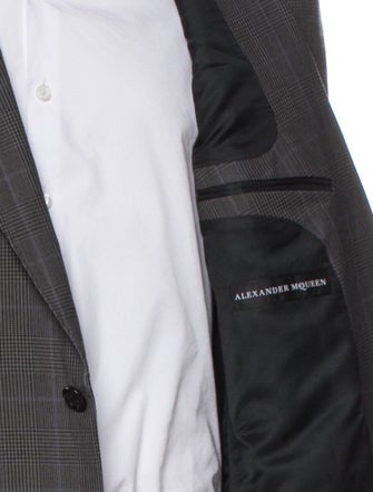 Alexander McQueen Silk Plaid Print Blazer
