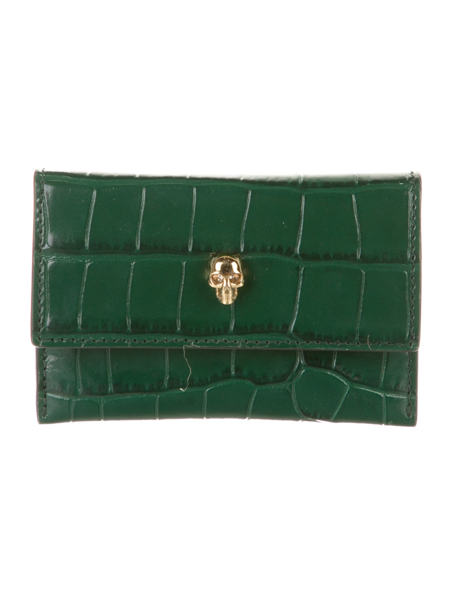 【関税負担】 ALEXANDER MCQUEEN SKULL CHAIN WALLET Alexander McQueen Black Pebbled Leather Skull Chain Wallet