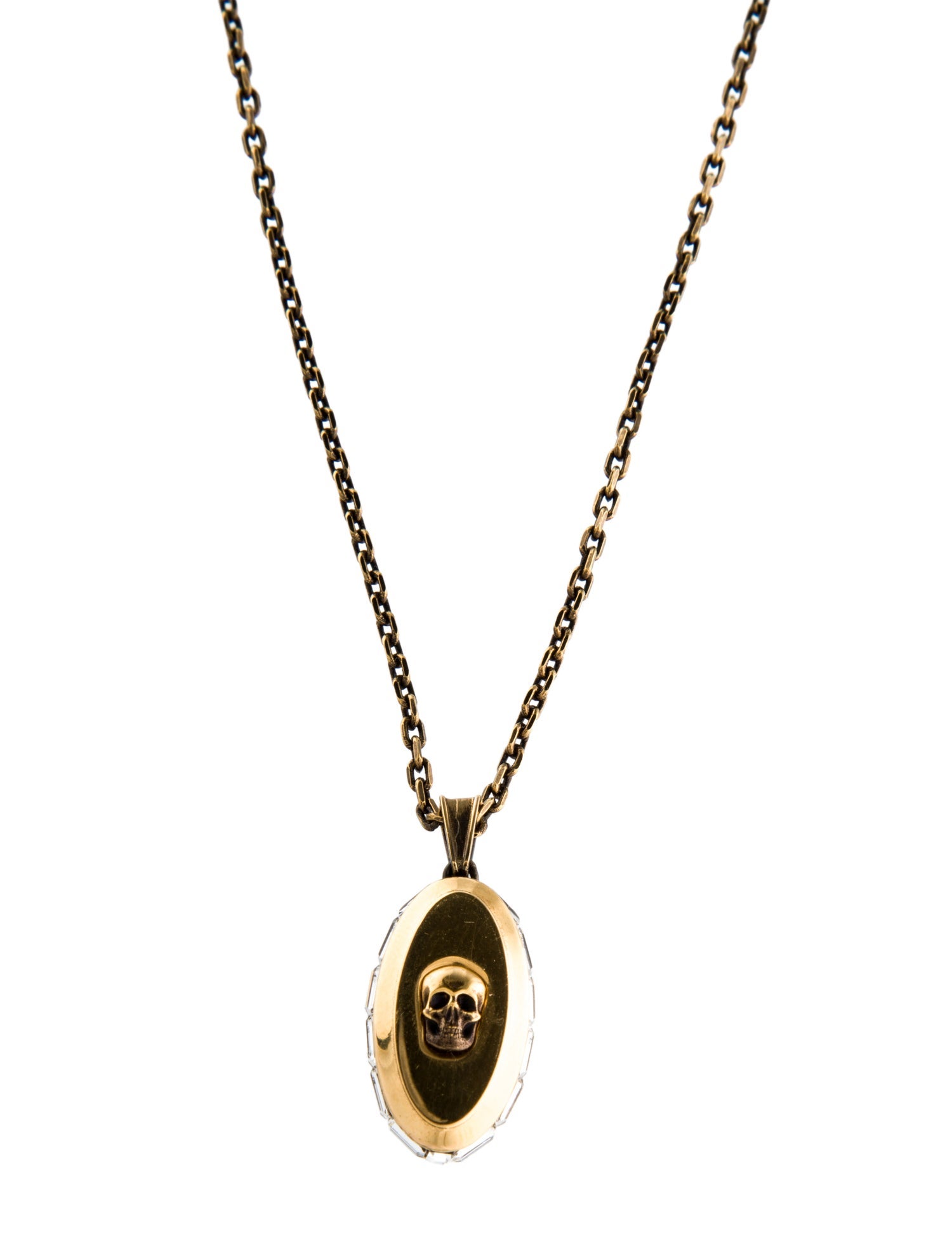 Alexander McQueen Crystal Skull Reversible Signet Pendant Necklace