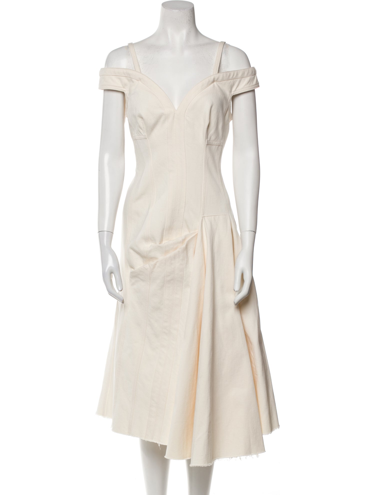 Alexander McQueen Plunge Neckline Knee-Length Dress