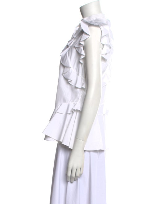 Alexander McQueen Mock Neck Short Sleeve Button-Up Top