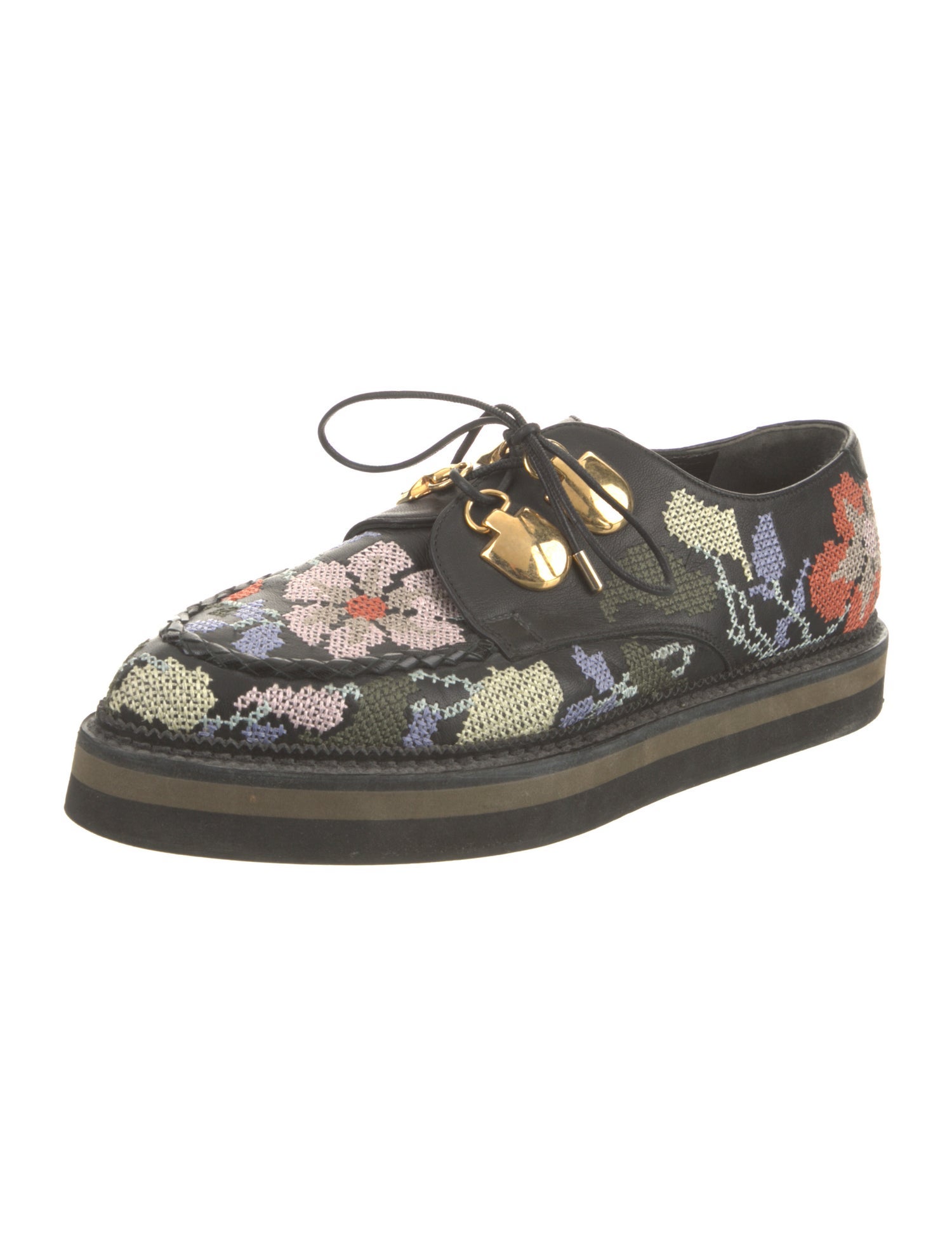 Alexander McQueen Leather Floral Print Oxfords