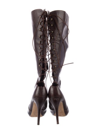 Alexander McQueen Leather Lace-Up Boots
