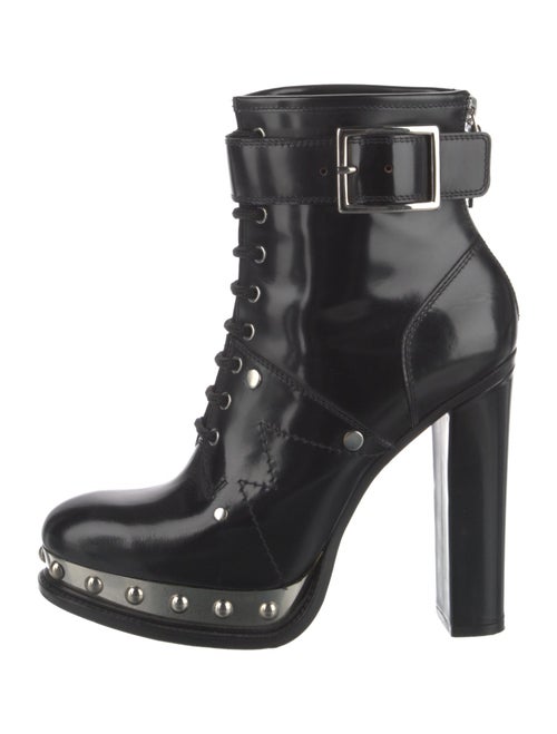 Alexander McQueen Leather Studded Accents Lace-Up Boots