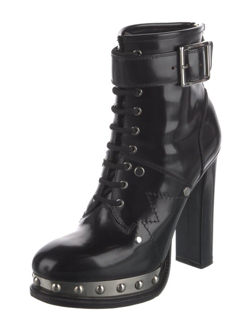 Alexander McQueen Leather Studded Accents Lace-Up Boots