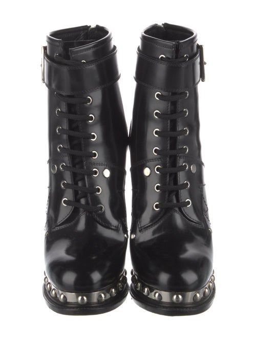 Alexander McQueen Leather Studded Accents Lace-Up Boots