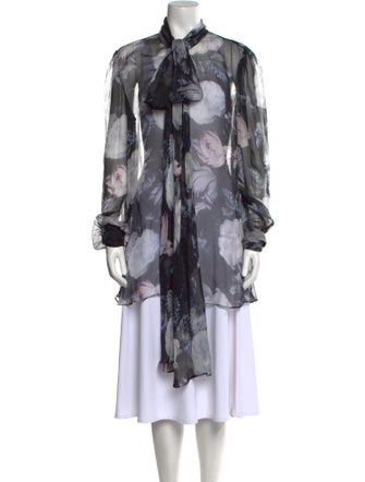 Alexander McQueen Silk Floral Print Blouse