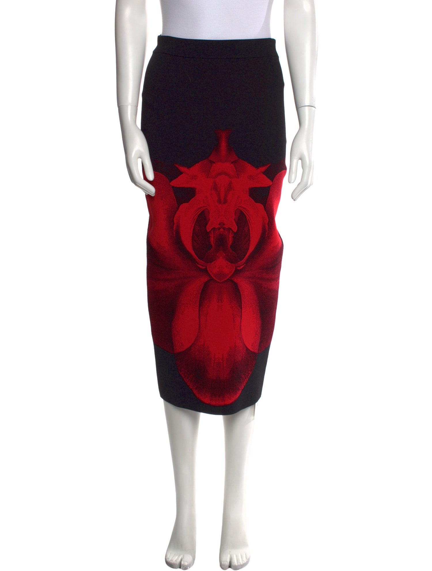 Alexander McQueen Floral Print Midi Length Skirt