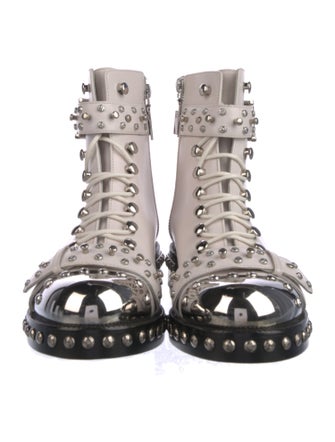 Alexander McQueen Leather Studded Accents Combat Boots