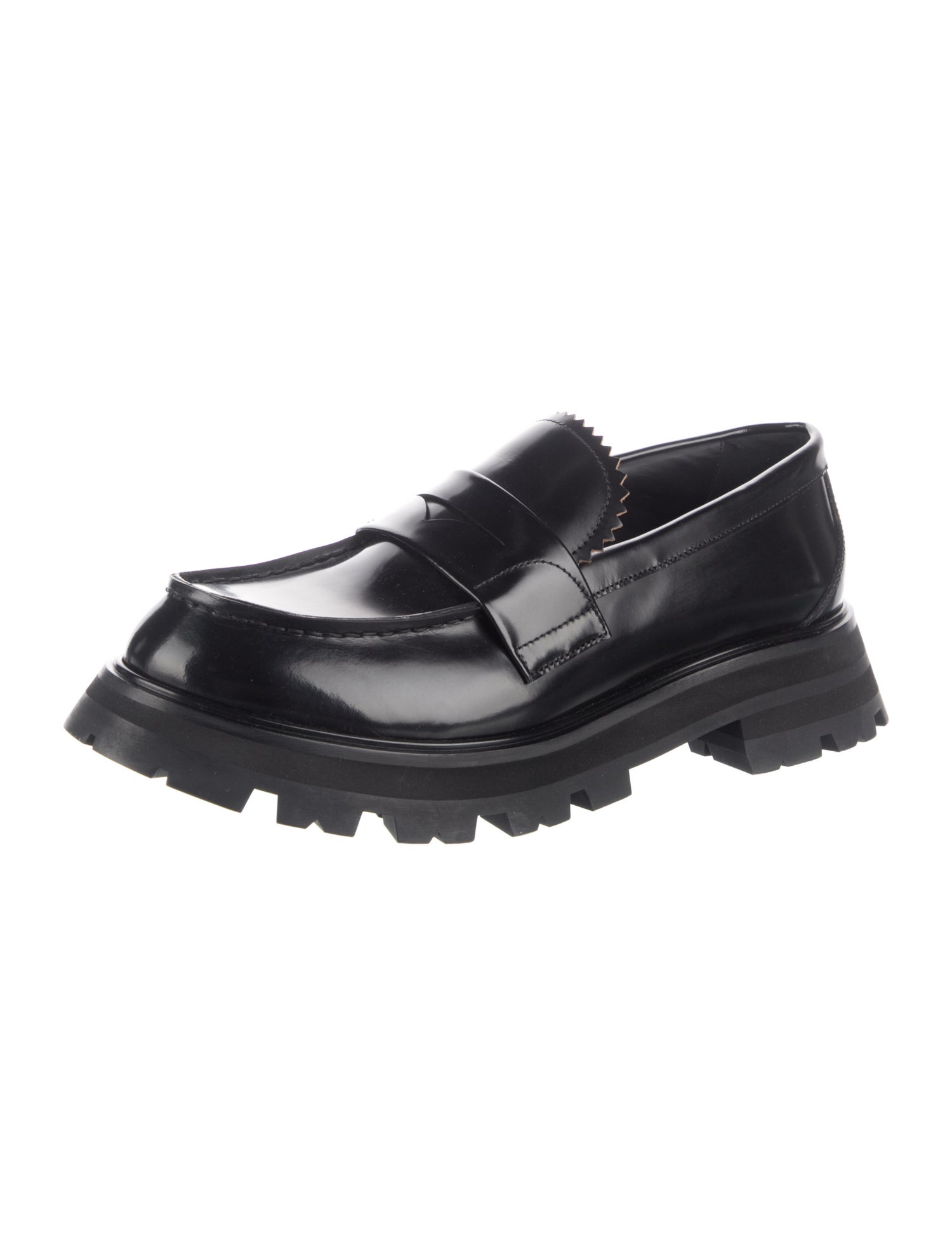 Alexander McQueen Leather Scalloped Accent Loafers