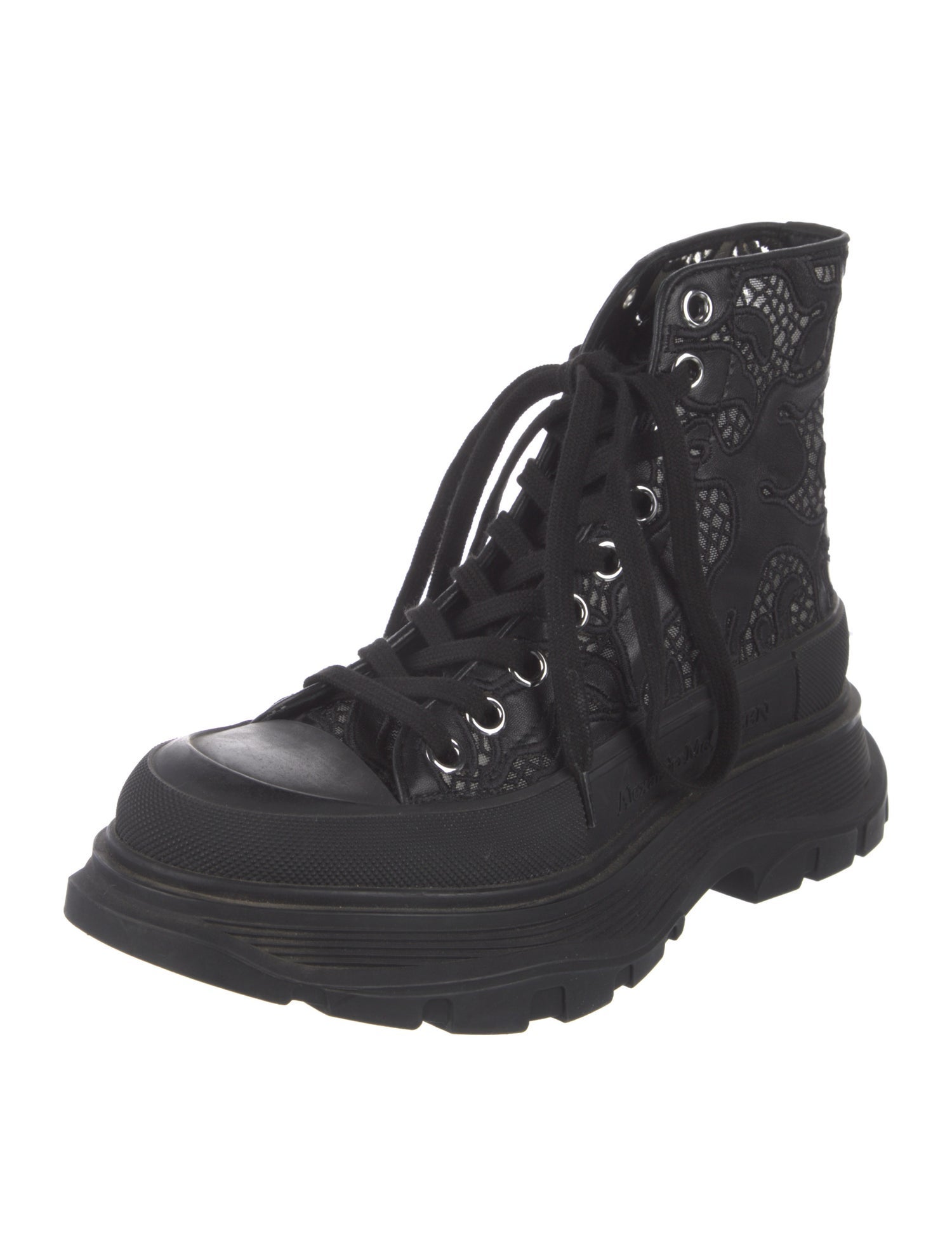 Alexander McQueen Leather Embroidered Accent Sneakers