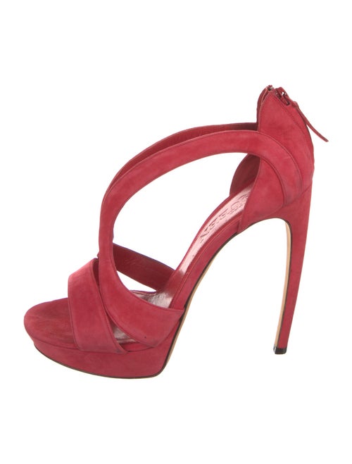 Alexander McQueen Suede Cutout Accent Slingback Sandals