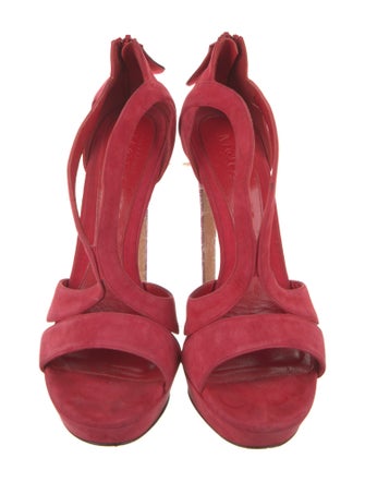 Alexander McQueen Suede Cutout Accent Slingback Sandals