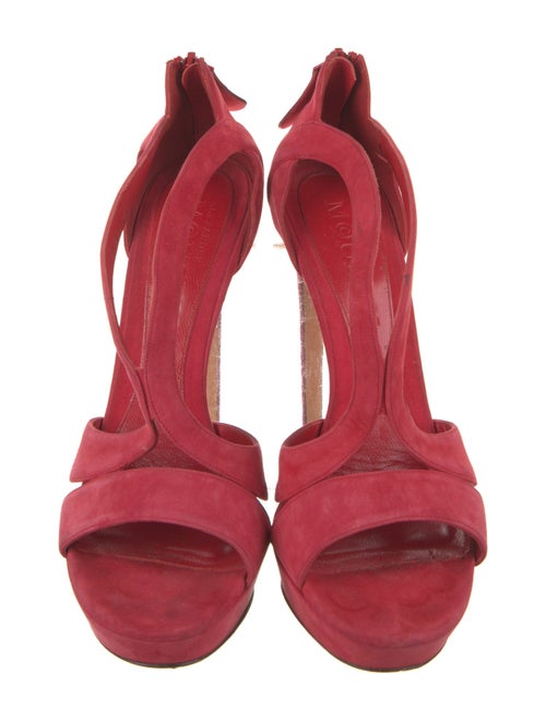 Alexander McQueen Suede Cutout Accent Slingback Sandals