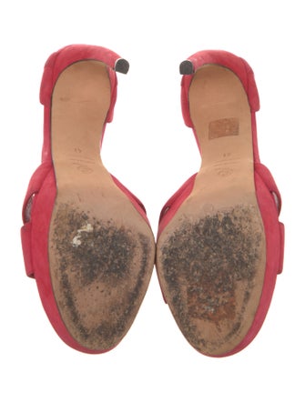 Alexander McQueen Suede Cutout Accent Slingback Sandals