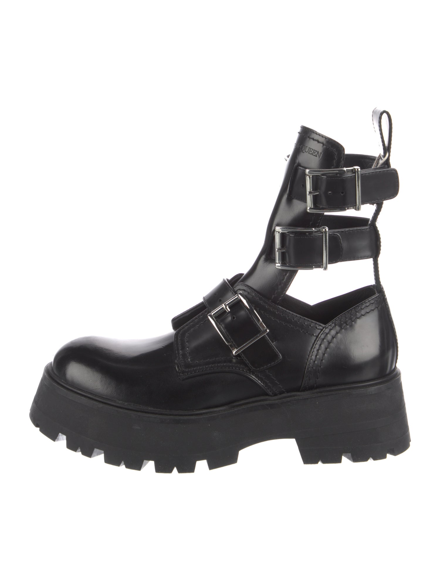 Alexander McQueen Leather Cutout Accent Combat Boots