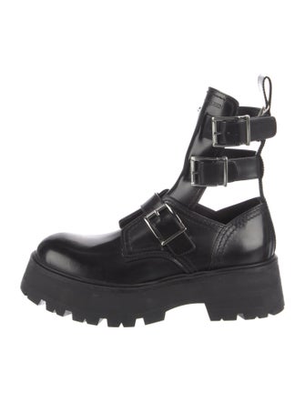 Alexander McQueen Leather Cutout Accent Combat Boots