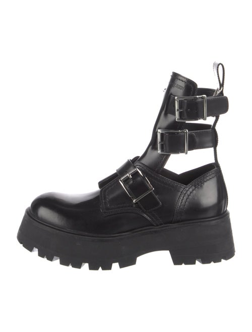 Alexander McQueen Leather Cutout Accent Combat Boots