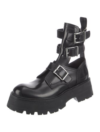 Alexander McQueen Leather Cutout Accent Combat Boots