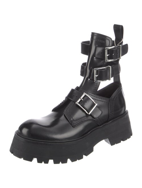 Alexander McQueen Leather Cutout Accent Combat Boots