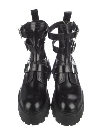 Alexander McQueen Leather Cutout Accent Combat Boots