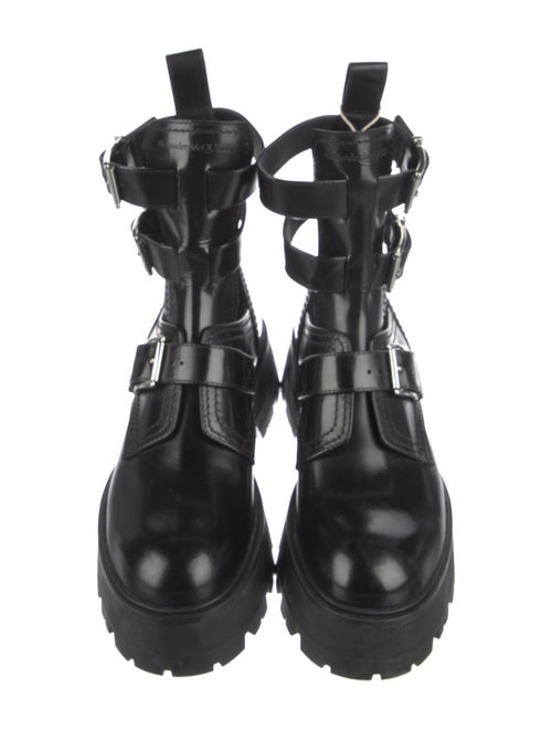 Alexander McQueen Leather Cutout Accent Combat Boots