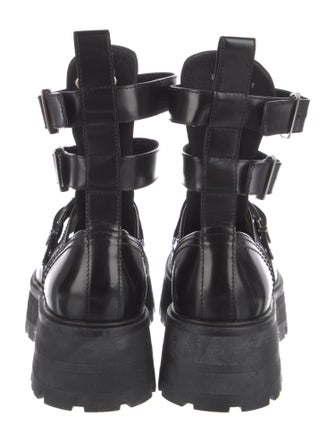 Alexander McQueen Leather Cutout Accent Combat Boots