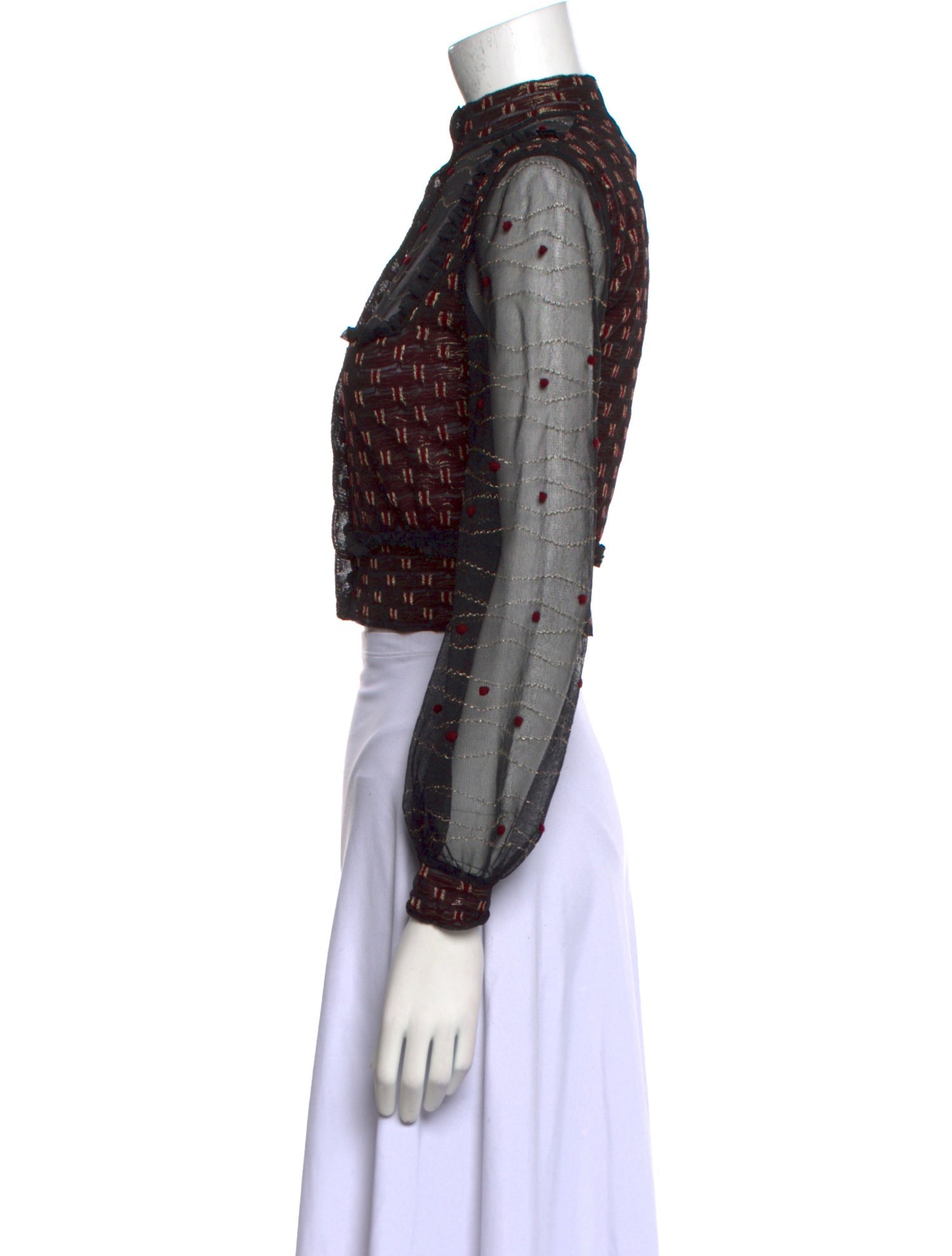 Alexander McQueen Lace Pattern Mock Neck Sweater