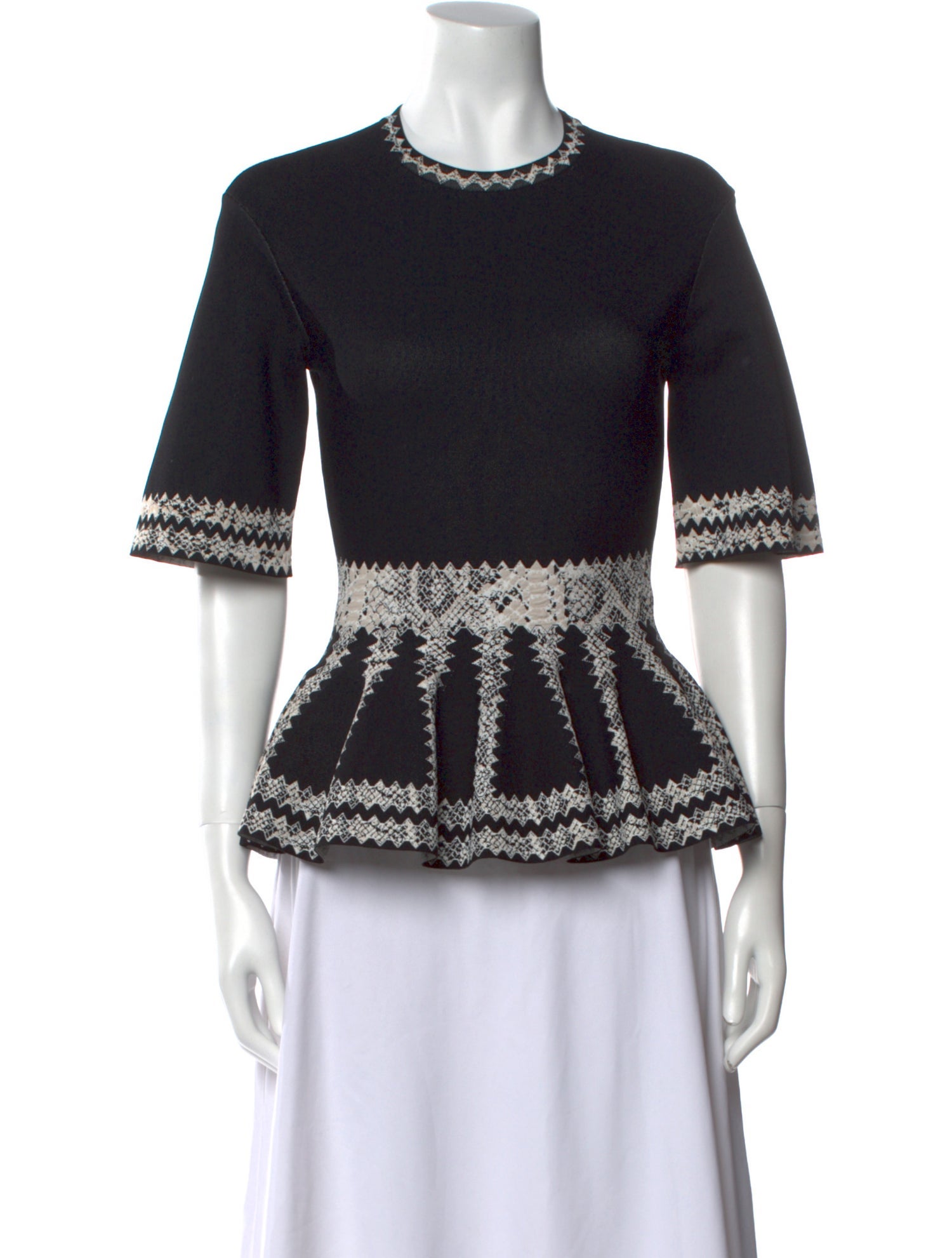 Alexander McQueen Crew Neck Three-Quarter Sleeve Top