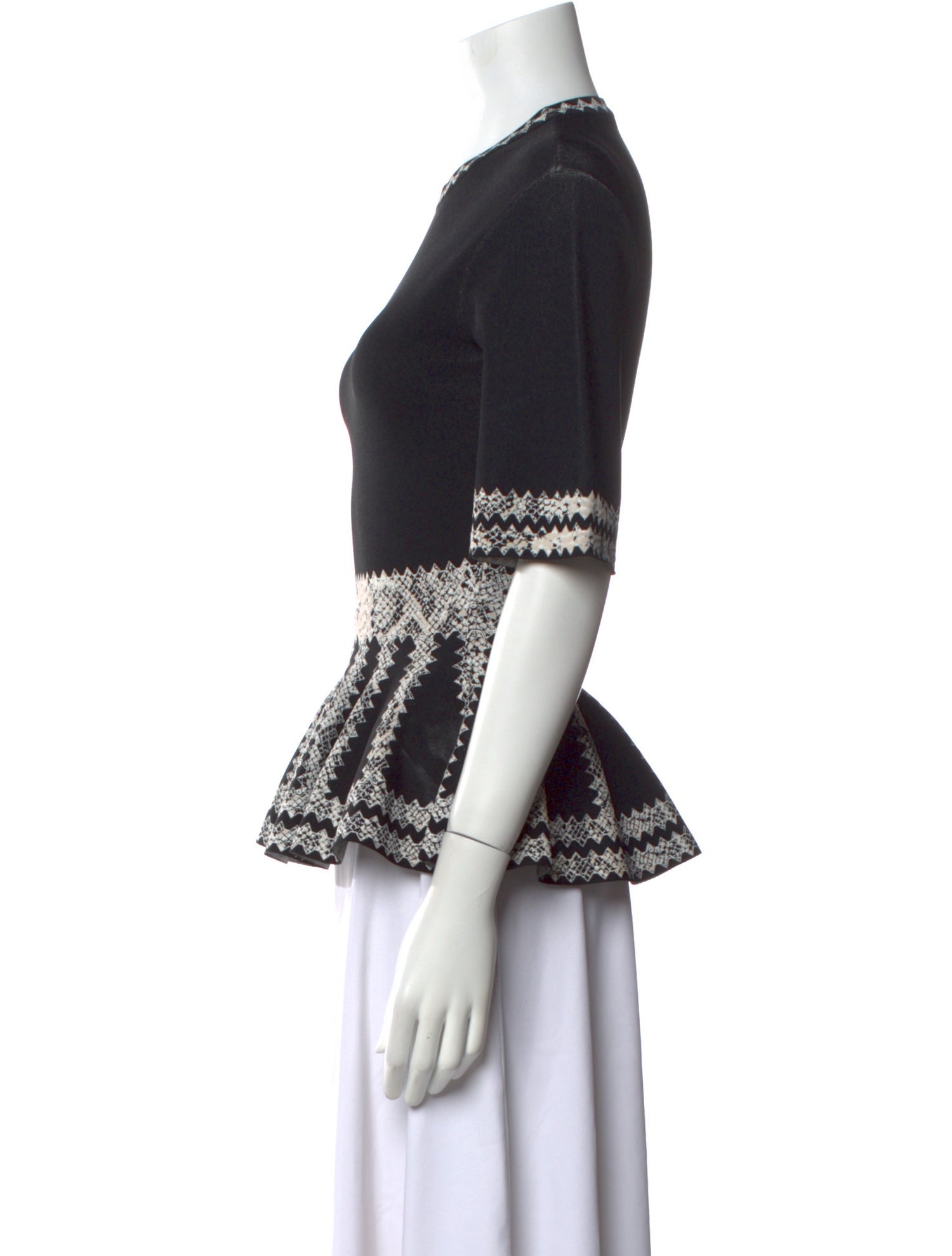 Alexander McQueen Crew Neck Three-Quarter Sleeve Top