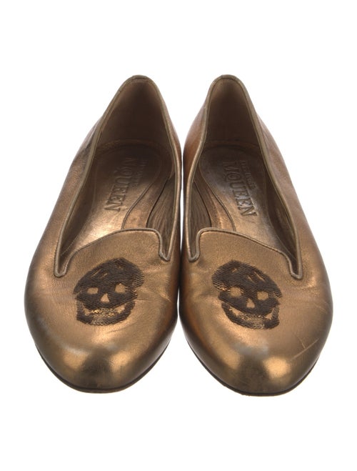 Alexander McQueen Leather Sequin Embellishments Loafers