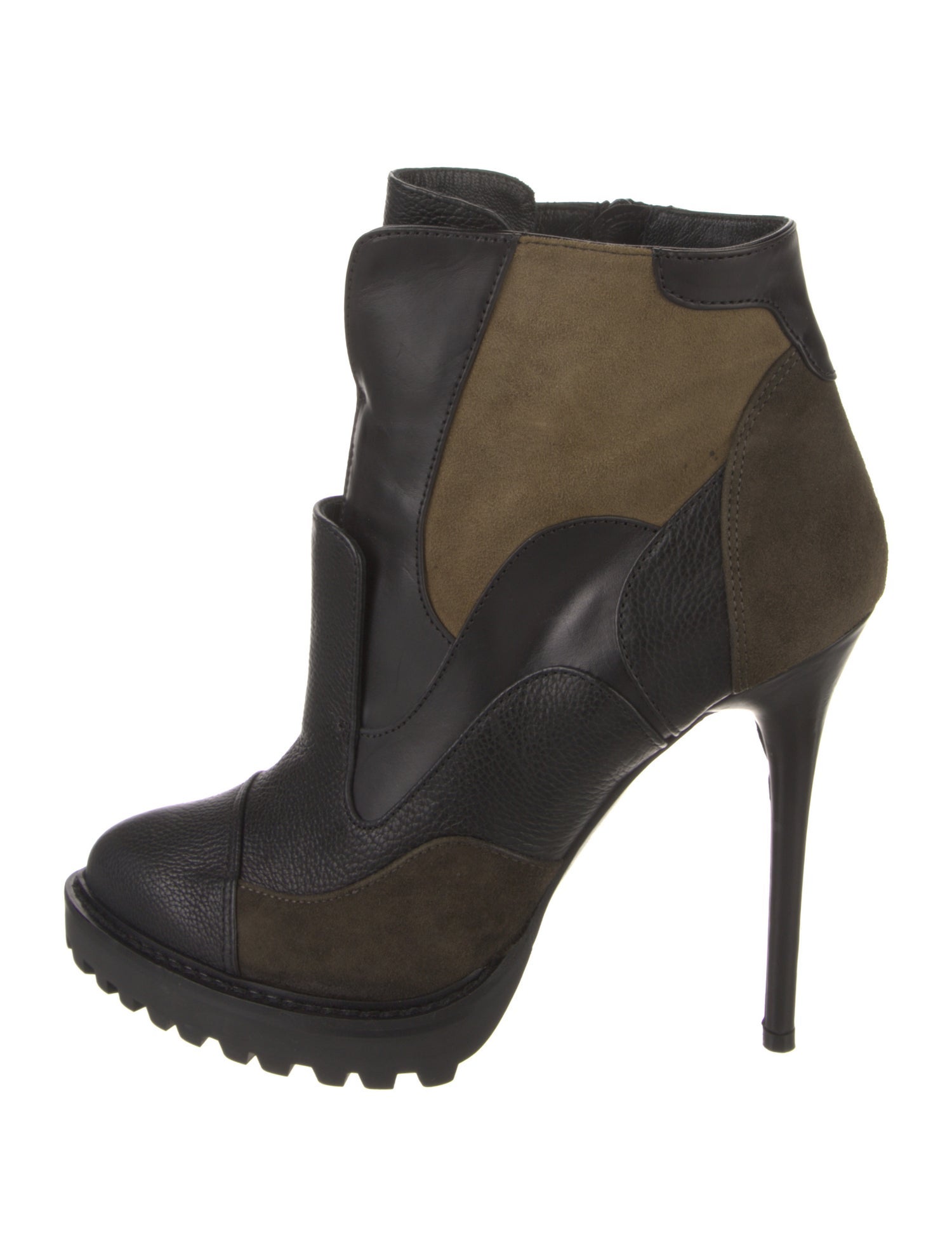 Alexander McQueen Leather Colorblock Pattern Boots