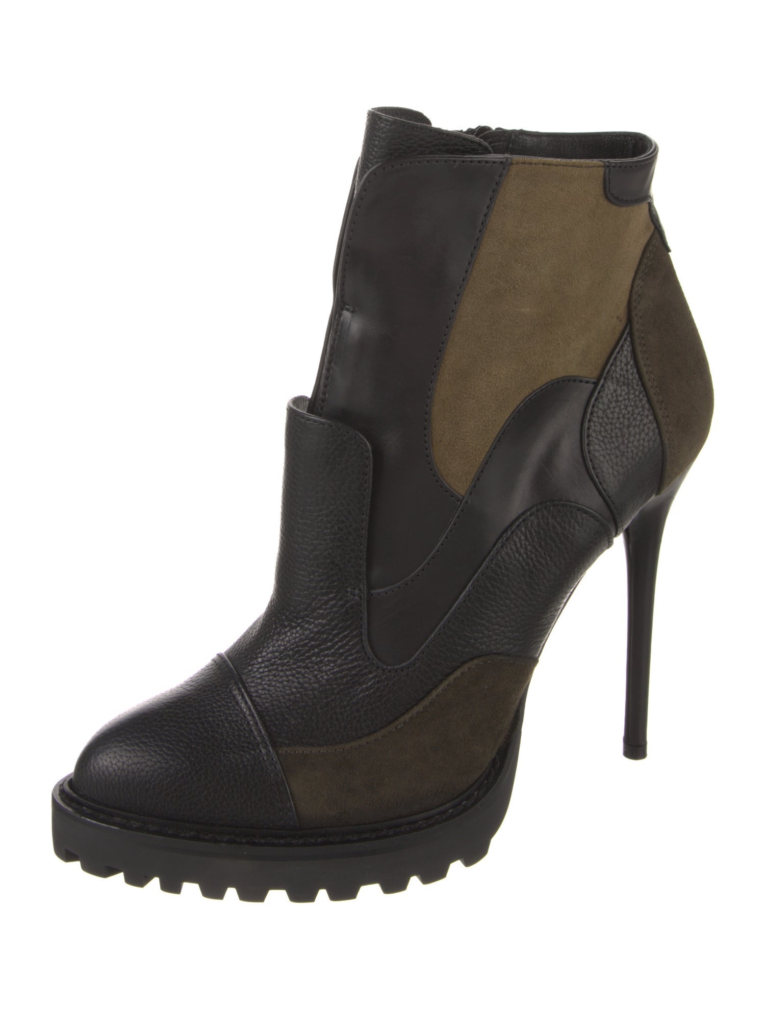 Alexander McQueen Leather Colorblock Pattern Boots