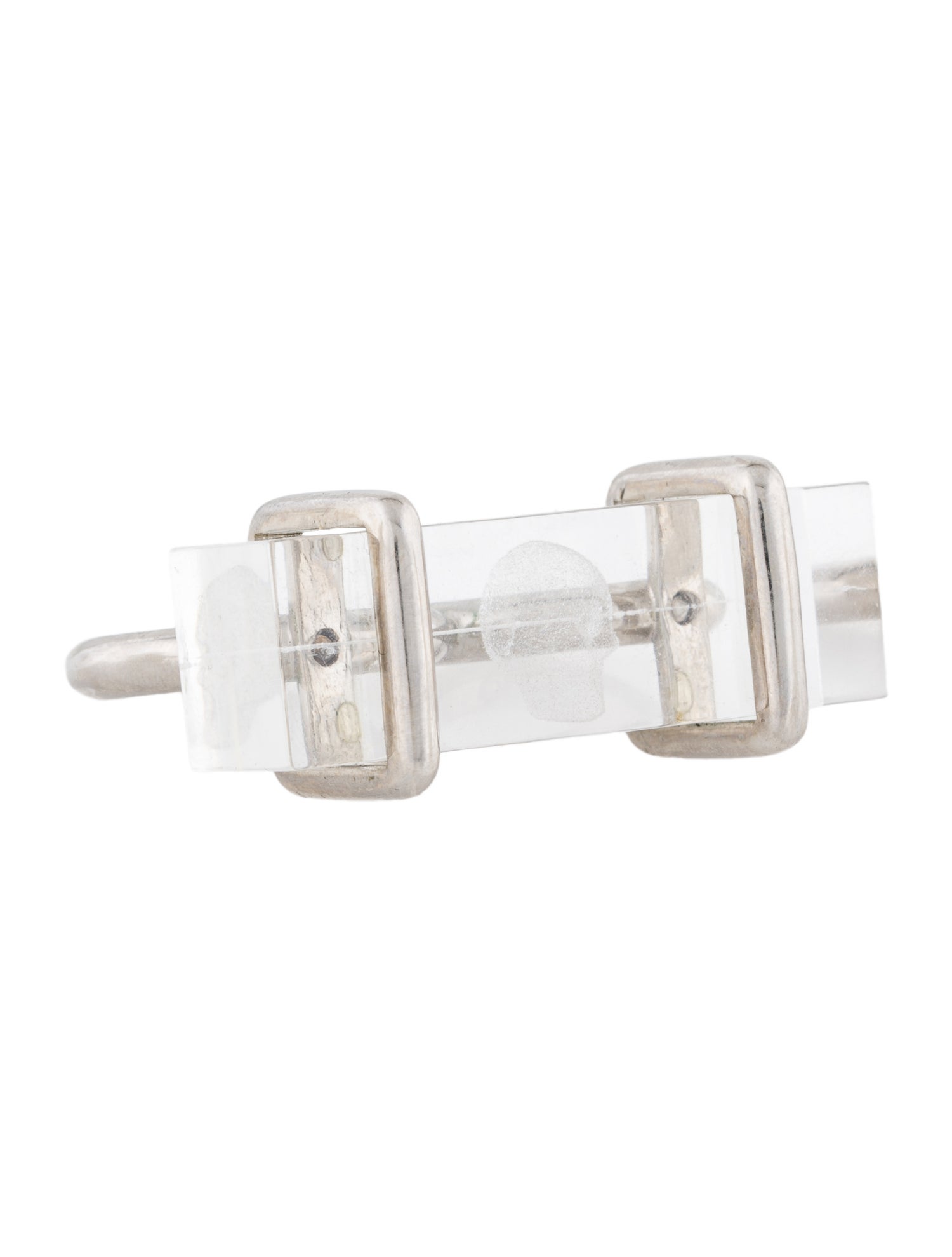 Alexander McQueen Resin Skull Etched Double Ring