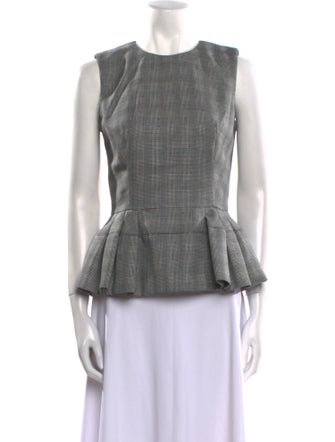 Alexander McQueen Wool Plaid Print Top
