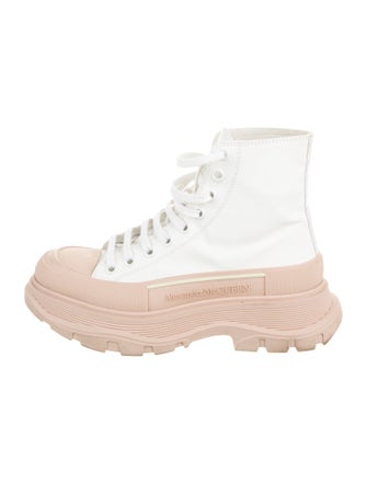 Alexander McQueen Leather Colorblock Pattern Combat Boots