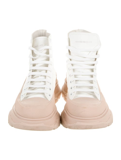 Alexander McQueen Leather Colorblock Pattern Combat Boots