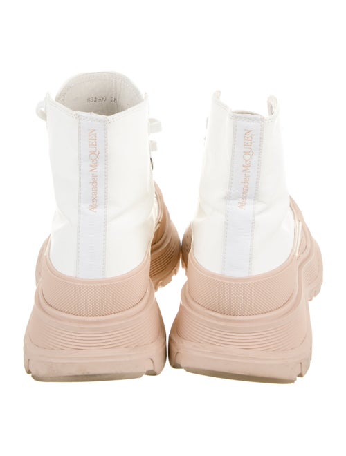 Alexander McQueen Leather Colorblock Pattern Combat Boots