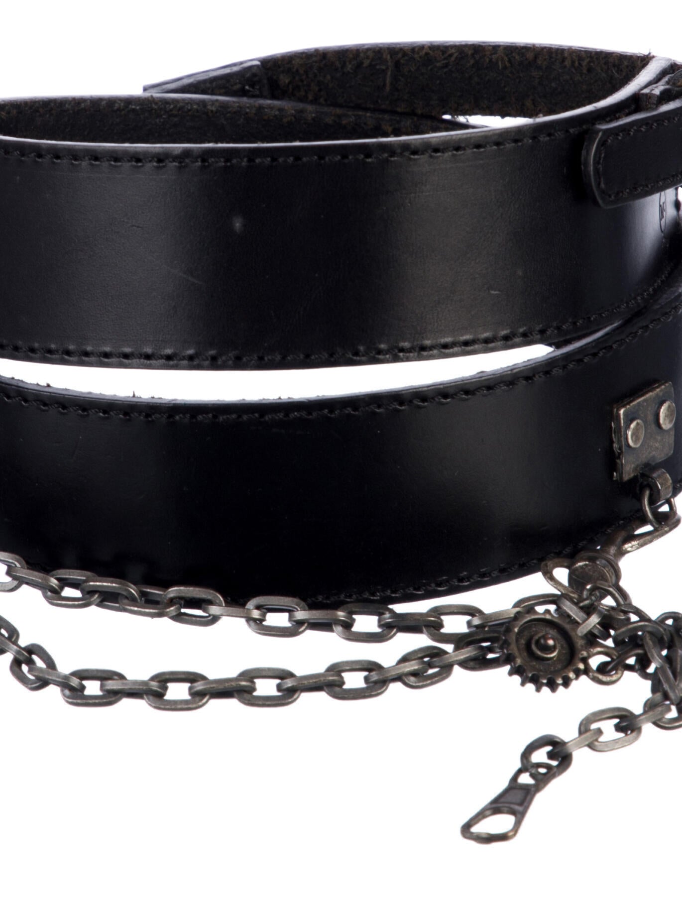 Alexander McQueen Leather Chain-Link Accents Waist Belt