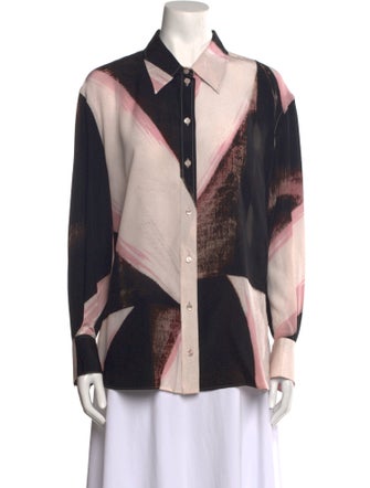 Alexander McQueen Silk Printed Button-Up Top