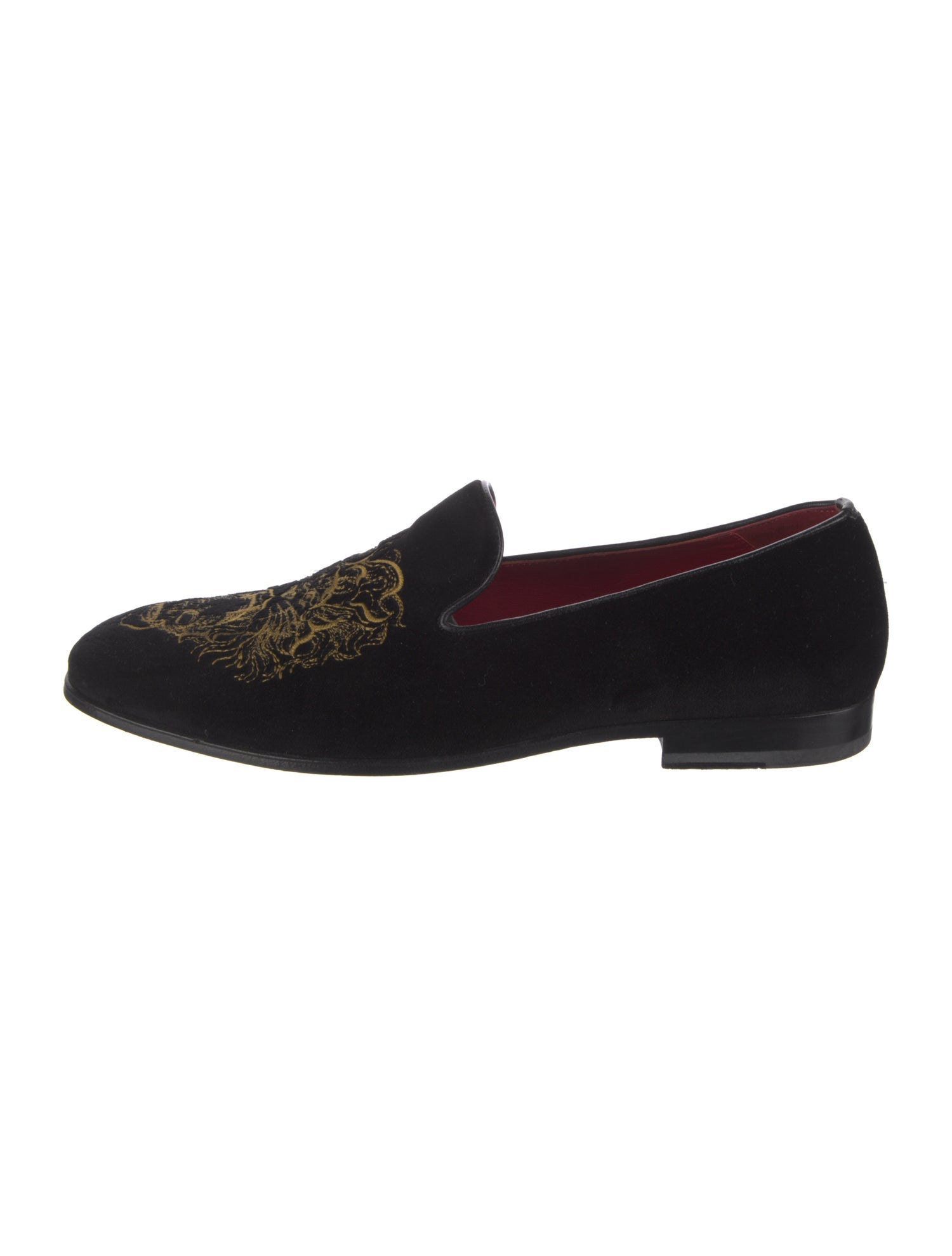 Alexander McQueen Velvet Embroidered Accent Slippers