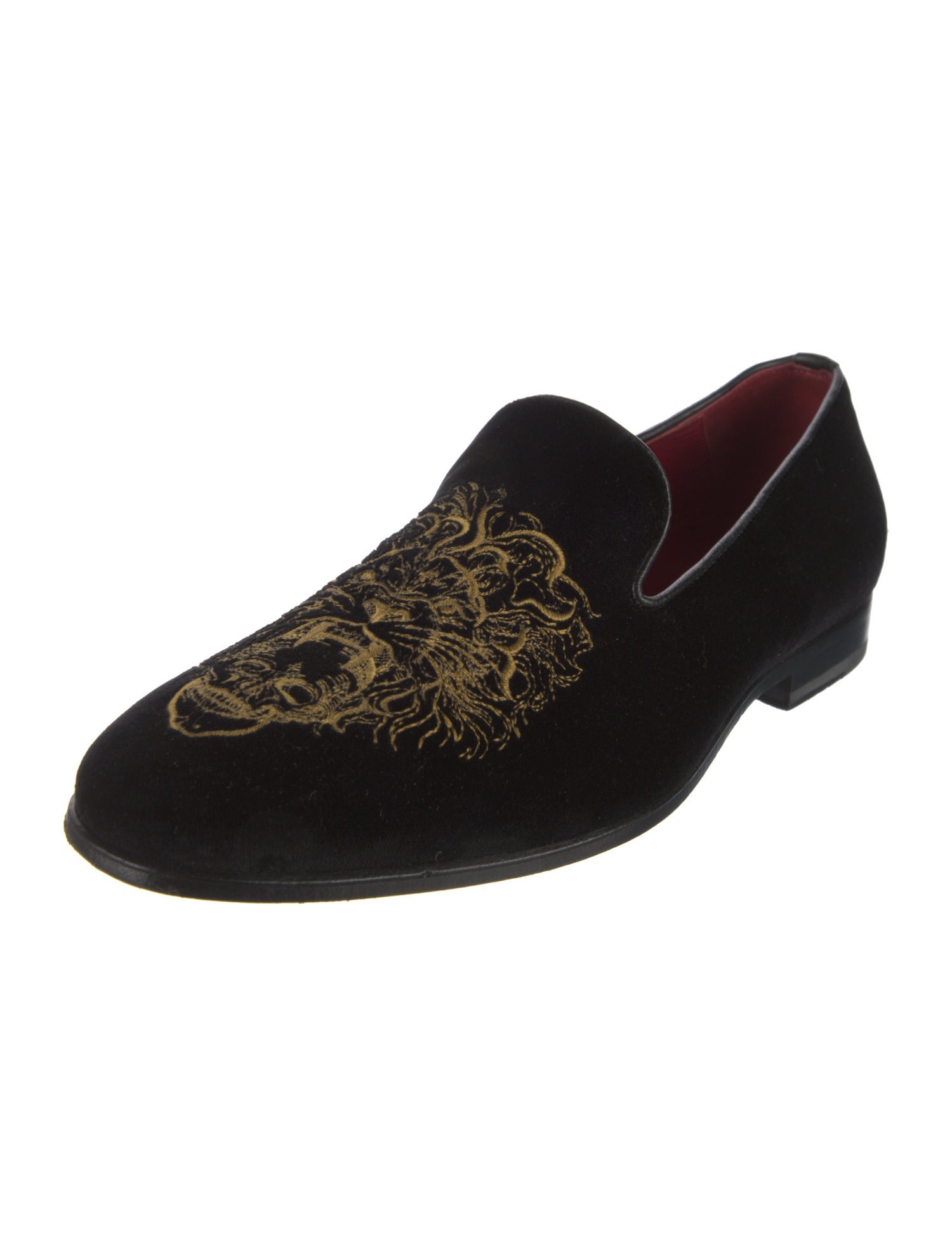 Alexander McQueen Velvet Embroidered Accent Slippers