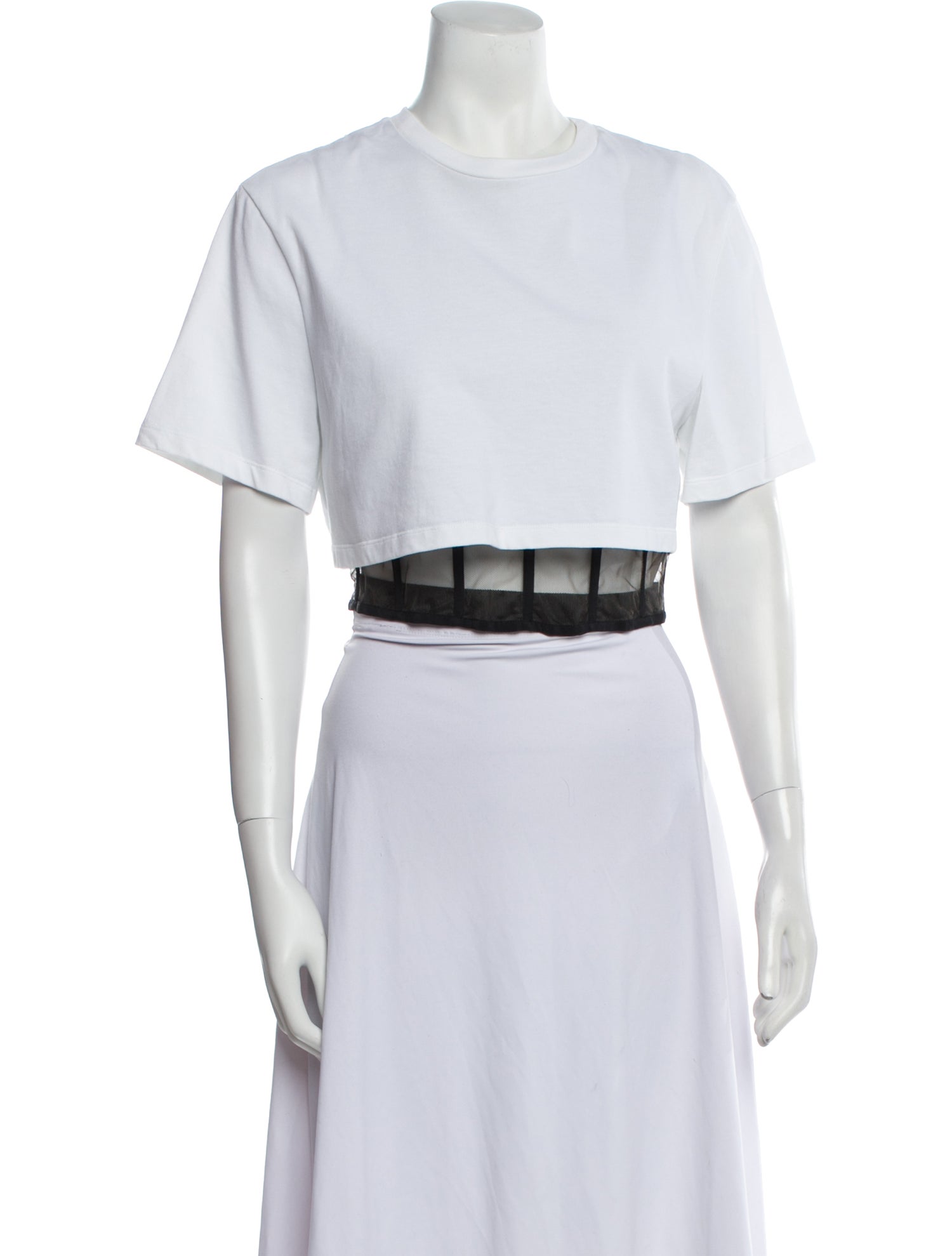 Alexander McQueen Crew Neck Short Sleeve Crop Top