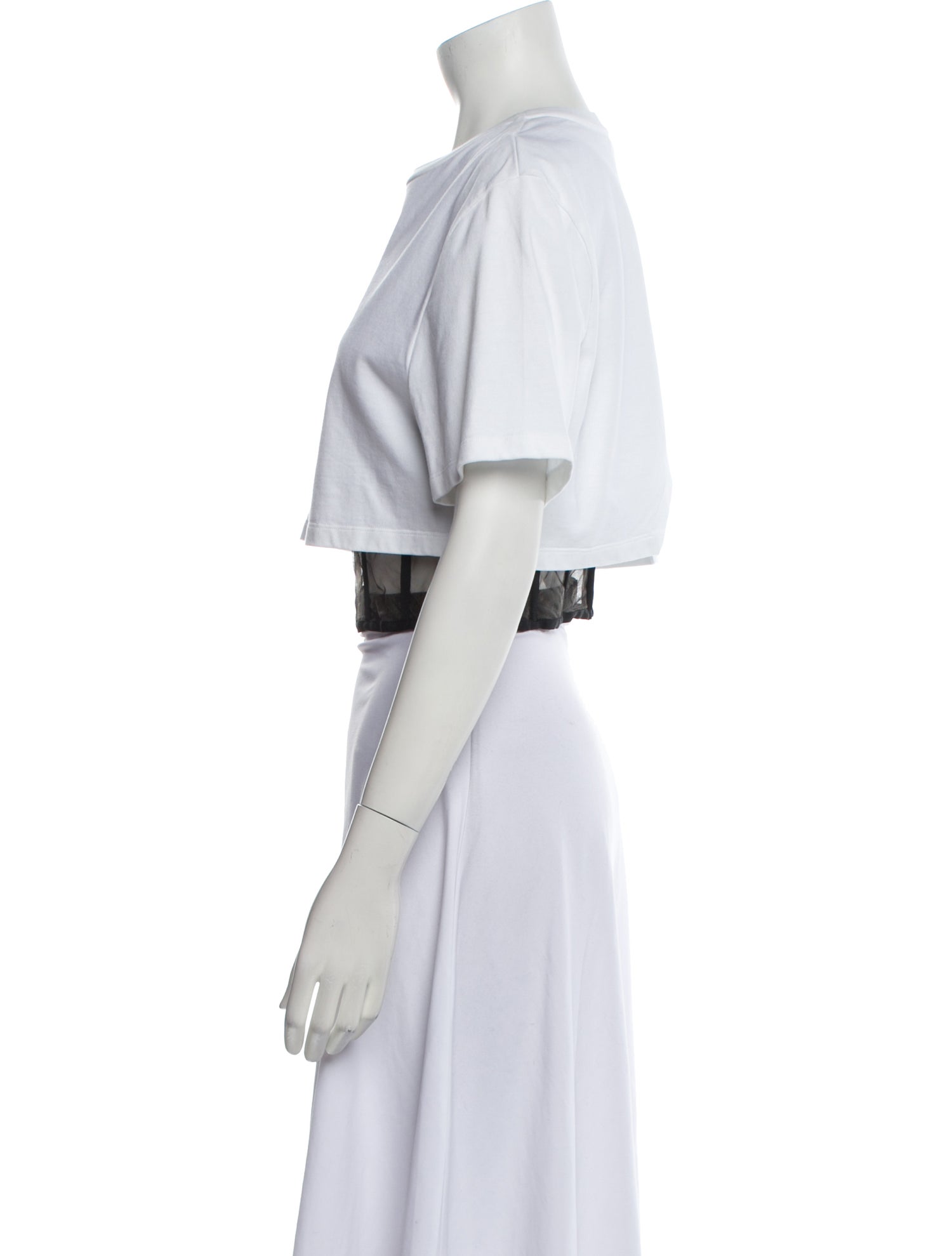 Alexander McQueen Crew Neck Short Sleeve Crop Top