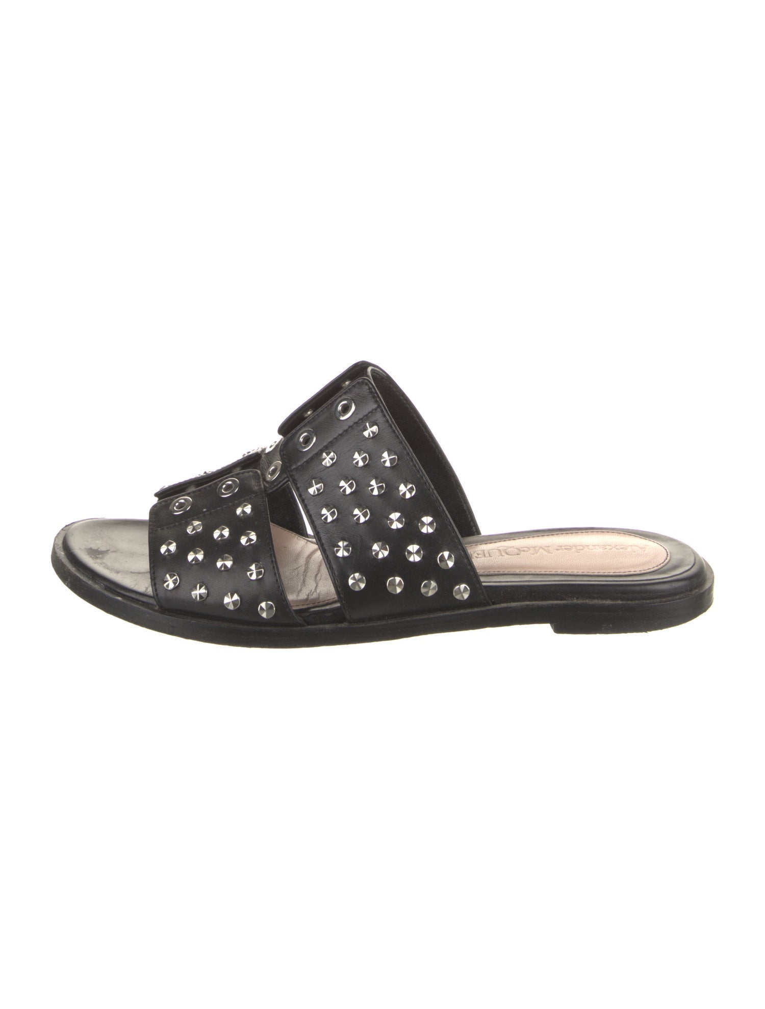Alexander McQueen Leather Studded Accents Slides