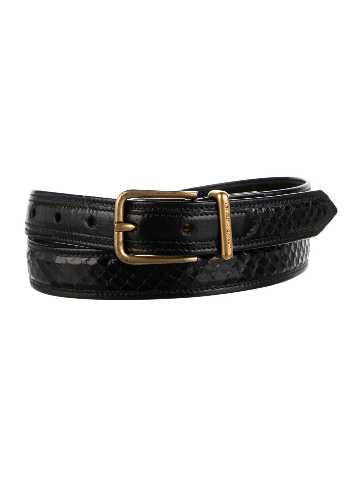 Alexander McQueen Skinny Snakeskin Belt